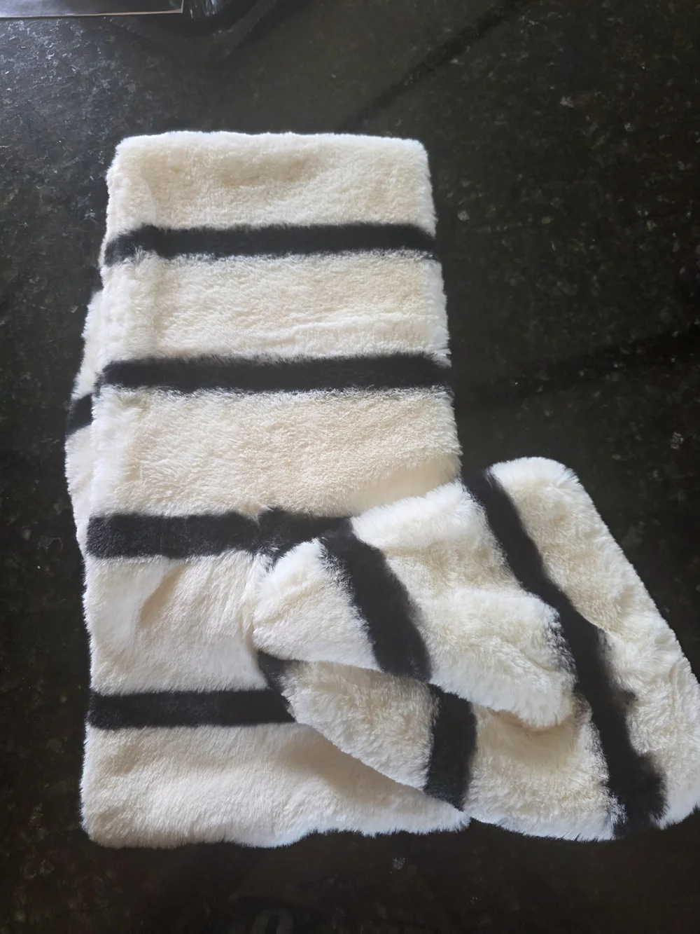 Sakkas Cream Plush Scarf with Black Stripes